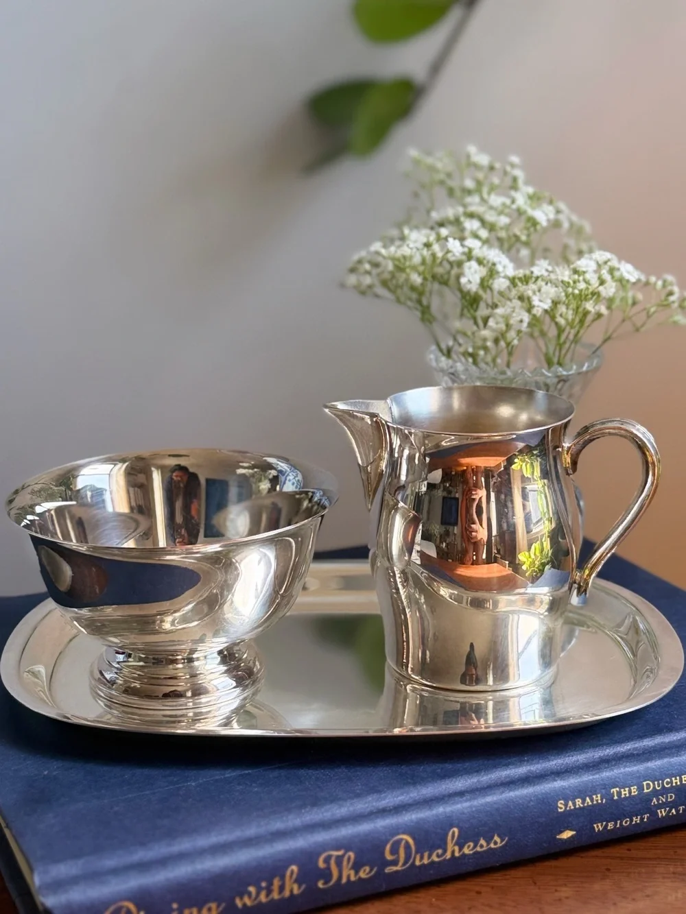Polished Silver Creamer and Sugar Bowl Set - Elegant Silver Serveware